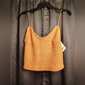 Zara Orange Ribbed Sleeveless Camisole